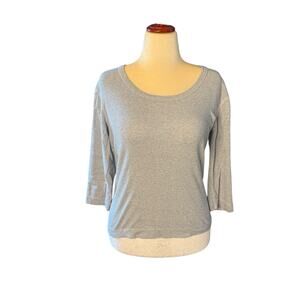 Three Dots 3/4 Sleeve British Tee - Large - Gray